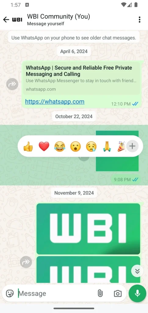 WhatsApp'taki emoji tepkileri için kolay kısayol!