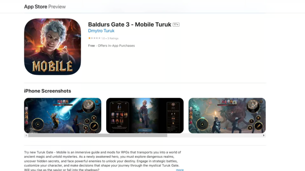 Baldur's Gate 3'ün sahte mobil oyunu dolandırıcılık amacıyla ortaya çıktı!