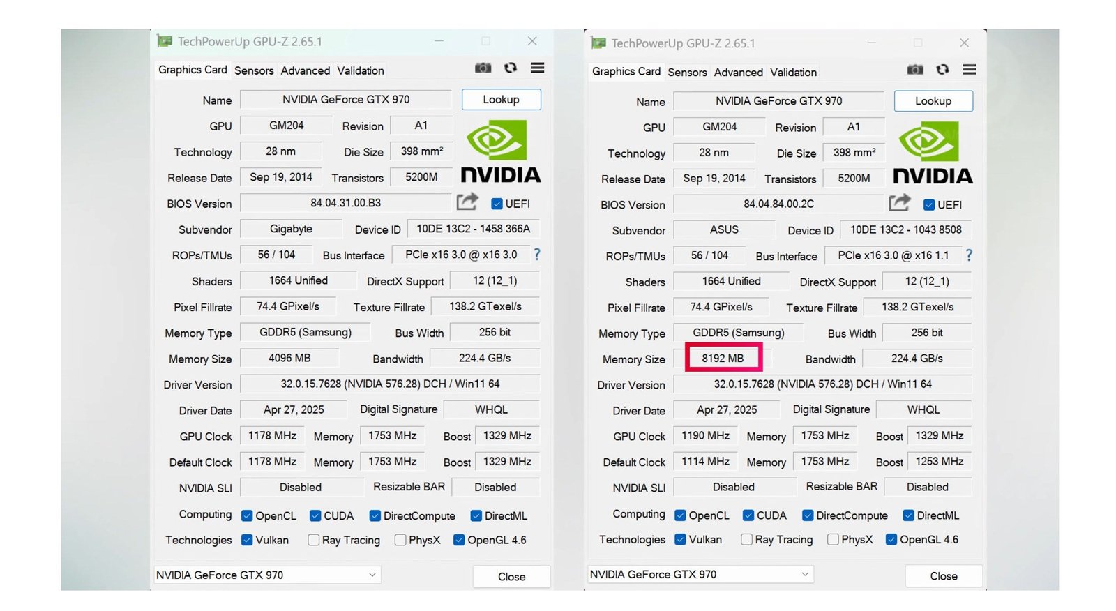 GTX 970 8GB VRAM ile modifiye edildi: İşte sonuçlar
