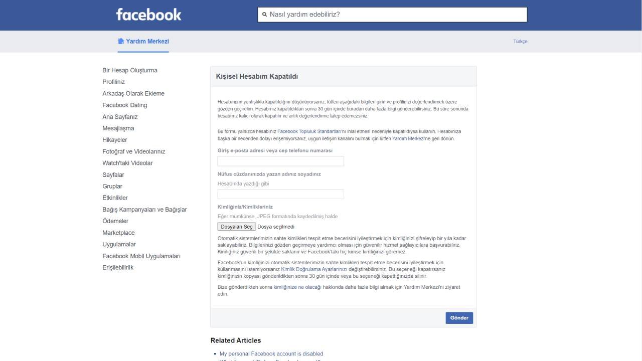 Kapatılan Facebook Hesabı Nasıl Açılır