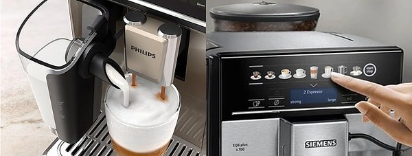 Her iki model de kahve tutkunlarına hitap ediyor: “Ben sadece kahve değil, bir ritüel sunuyorum” mesajını veriyor. Philips 5500 LatteGo ve Siemens EQ6 Plus S700, evde barista deneyimini tek tuşla sunma konusunda son derece iddialı.