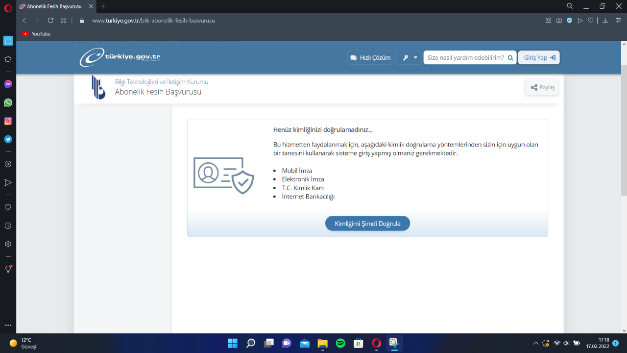 e-Devlet abonelik iptali