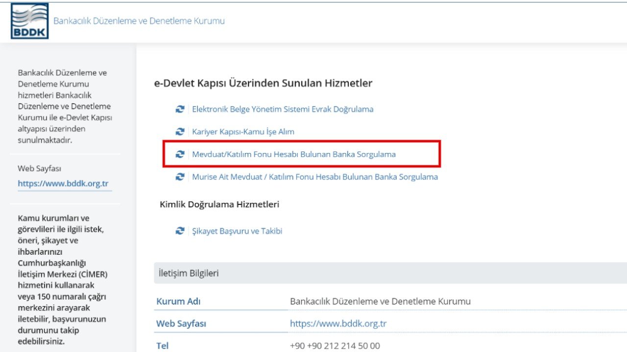 e-devlet üzerinden banka hesap sorgulama