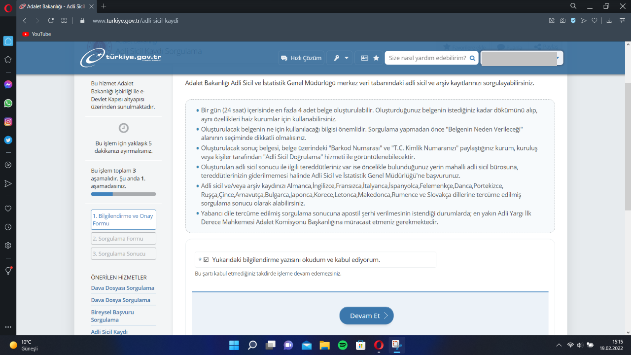 e-Devlet Adli Sicil Kaydı Sorgulama