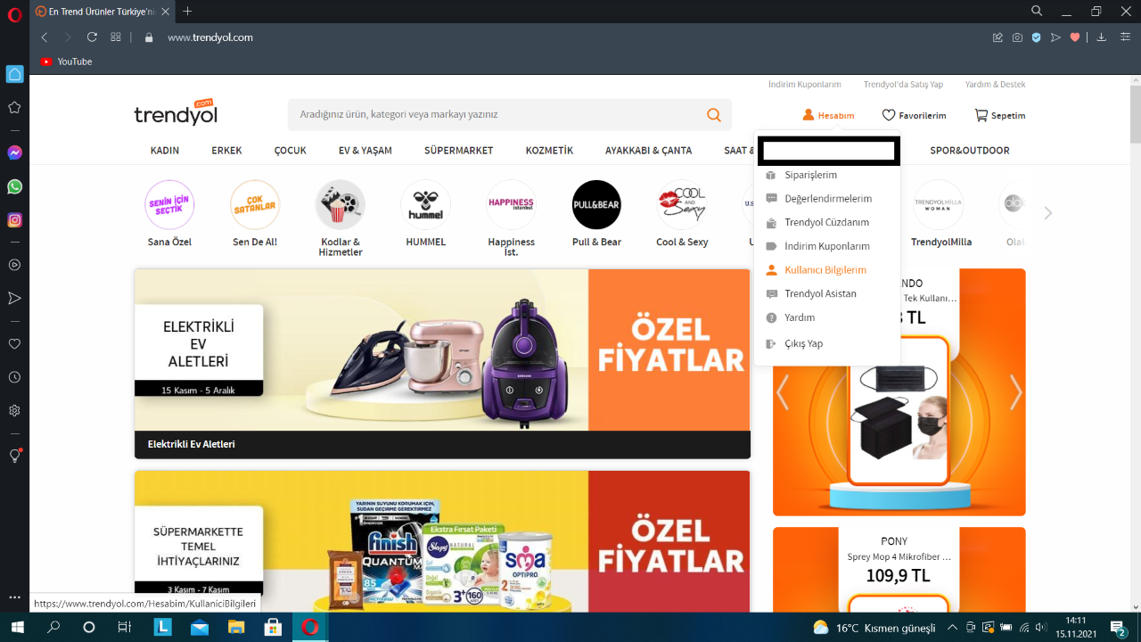 Trendyol hesap silme işlemi