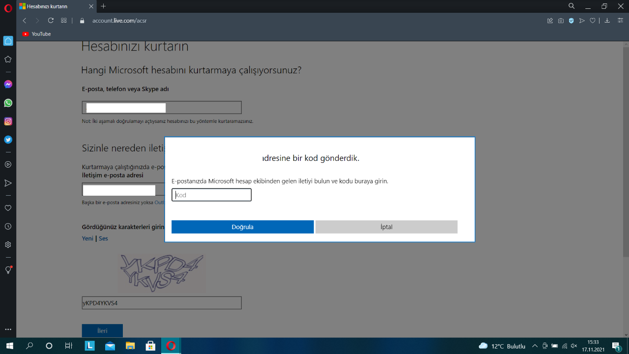 Hotmail Şifremi Unuttum - Adım 5