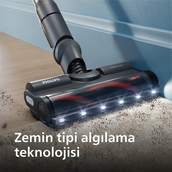 Led Işıklı Triactive Akıllı Başlık: zemin türünü otomatik algılıyor, emiş gücünü optimize ediyor.