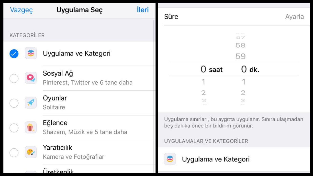 iPhone uygulama sınırları