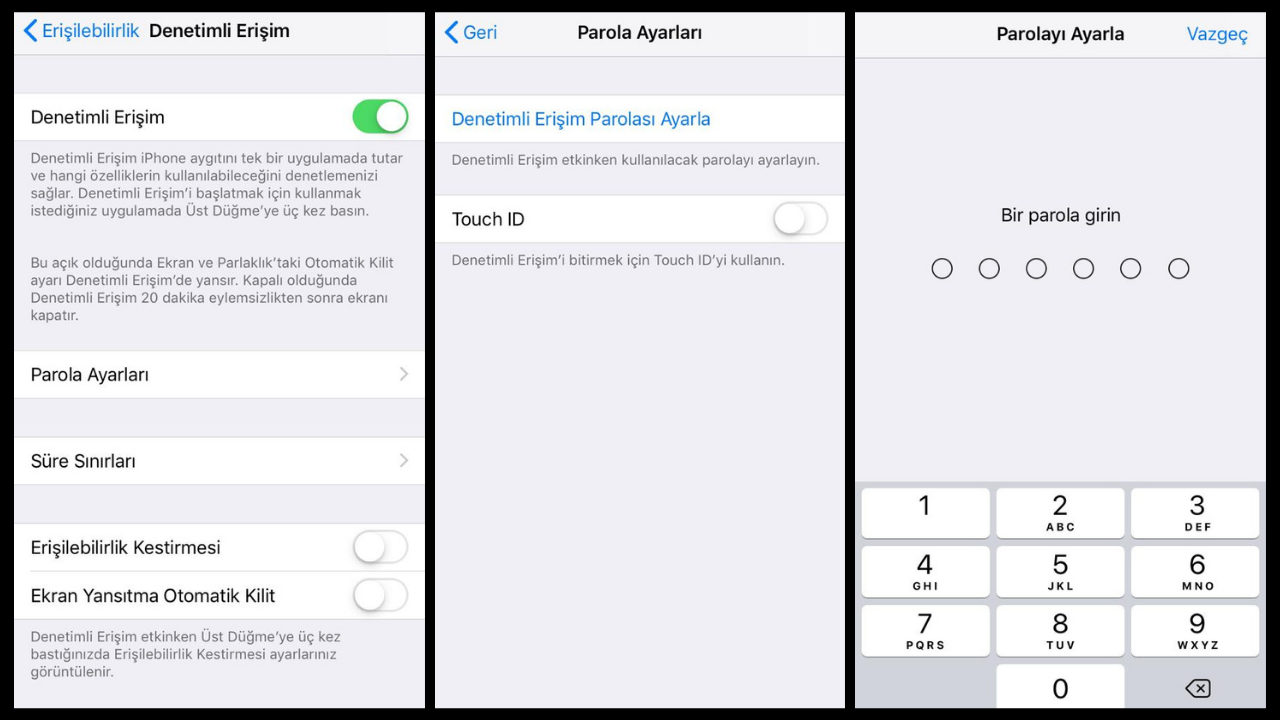 iPhone erişilebilirlik ayarları
