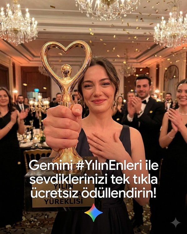 Ödülün seni bekliyor! Hemen prompt'unu seç, Gemini'a gel ve 2025'in en ikonik ödülünü kendine takdim et! ✨