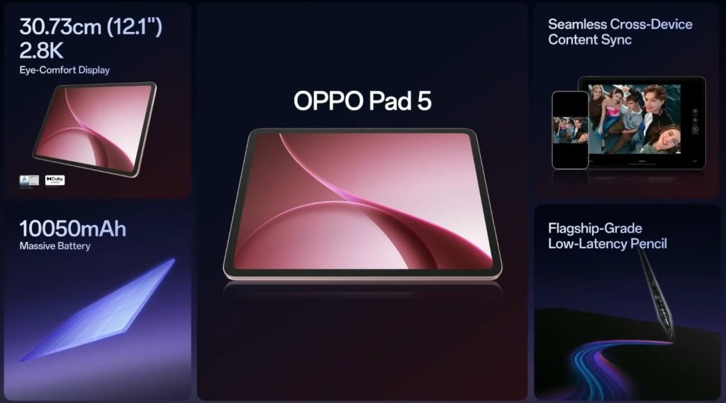 Oppo Pad 5 5G tablet ekran, işlemci, batarya, kamera özellikleri
