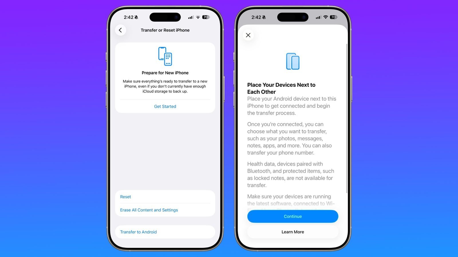 iOS 26.3 Android'e aktarma