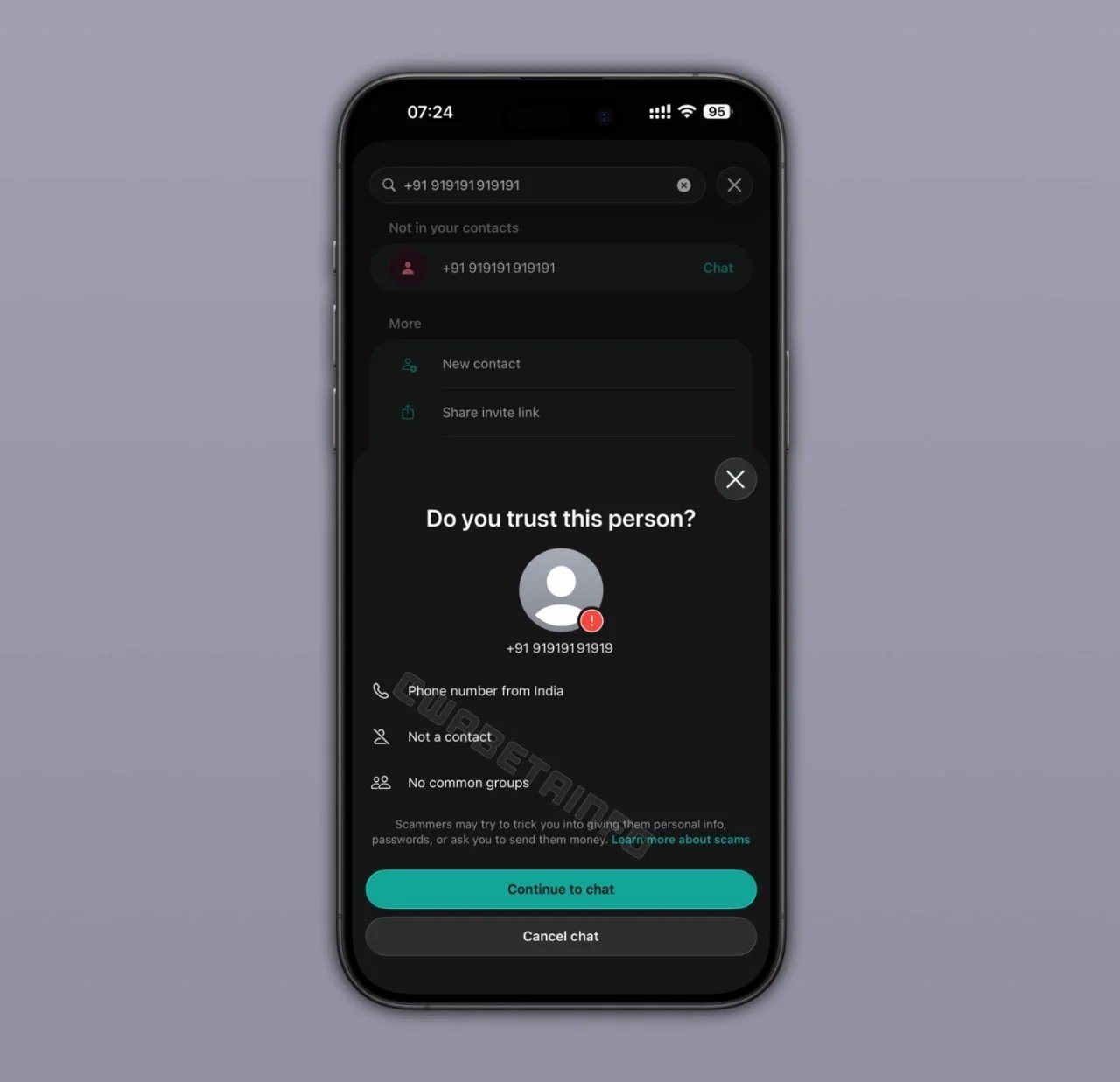 whatsapp bilinmeyen numaradan mesaj uyarısı