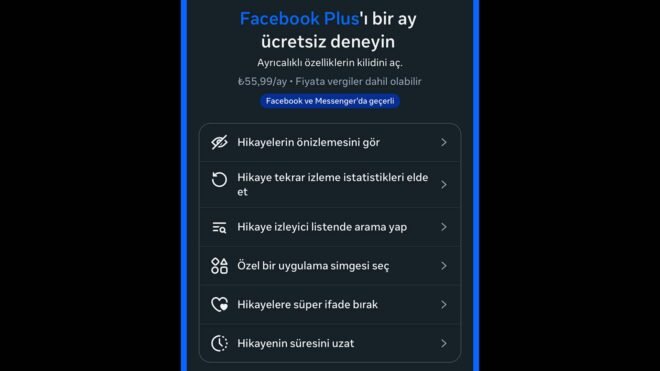 Facebook Plus Ücretli Aboneliği Artık Türkiye'de!