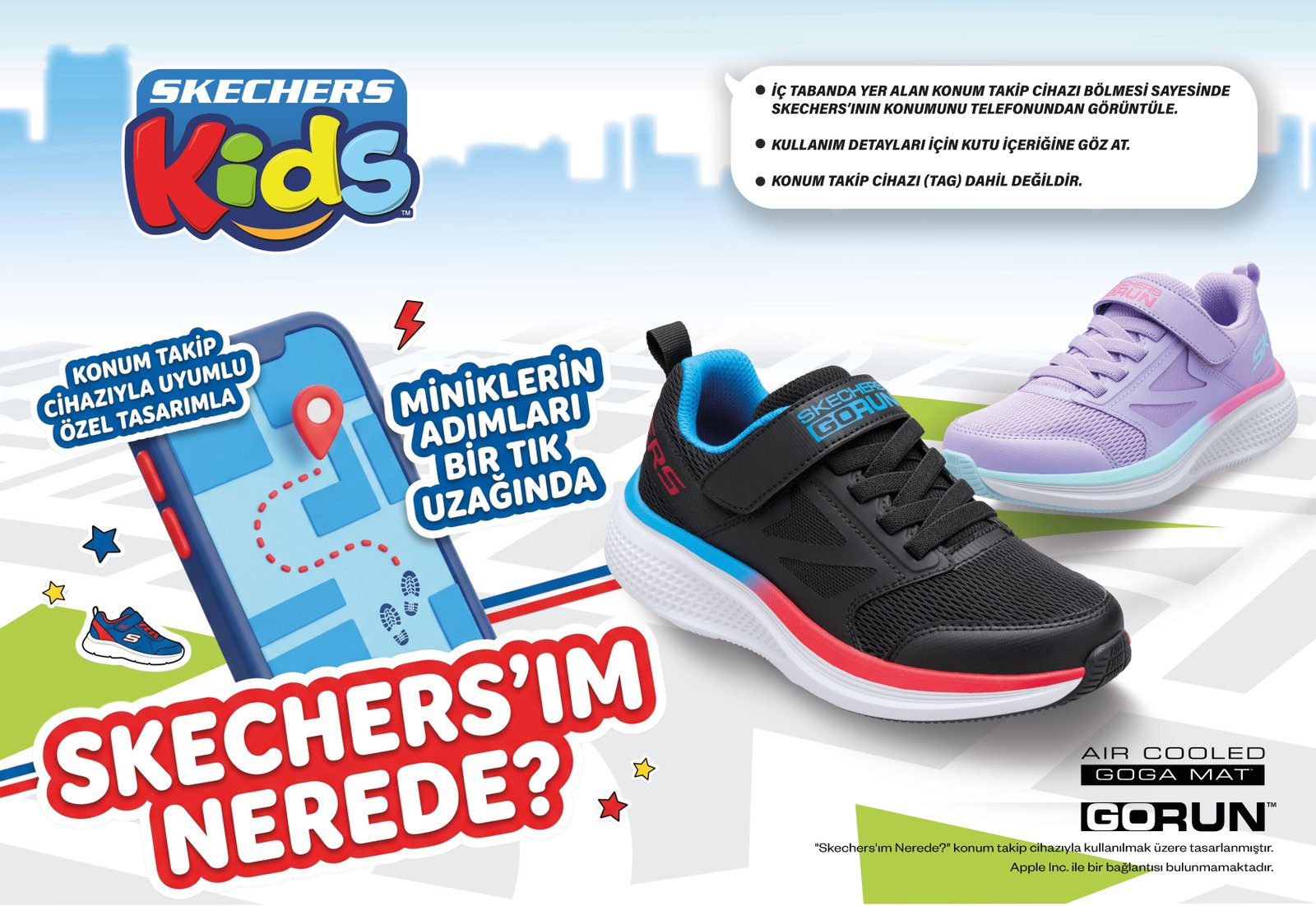 Skechers’tan çocuklar için AirTag yuvalı ayakkabı